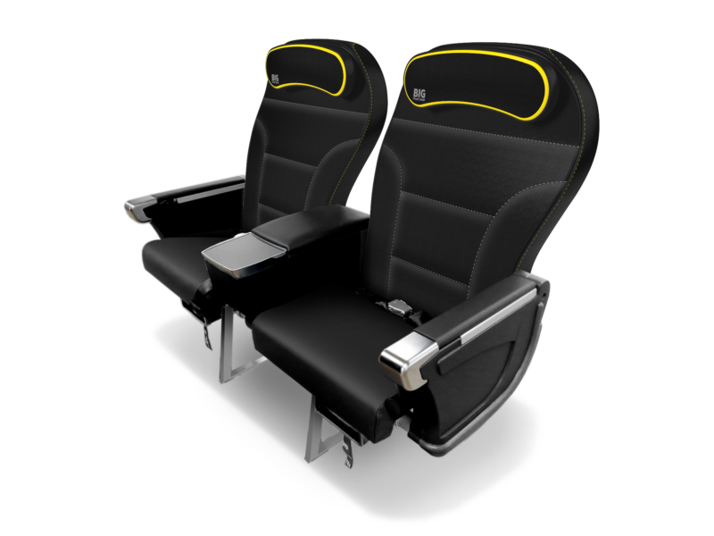 a black and yellow seats