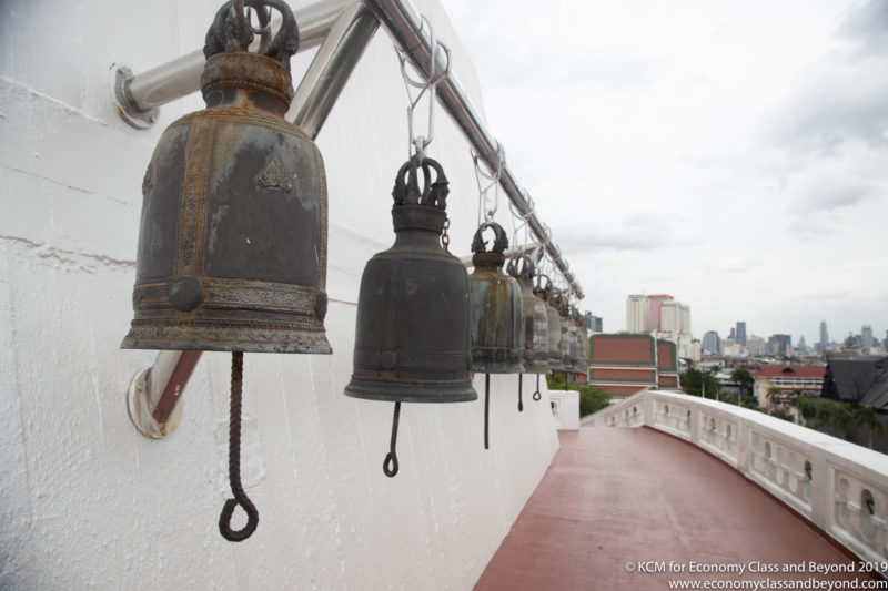 a group of bells on a roof