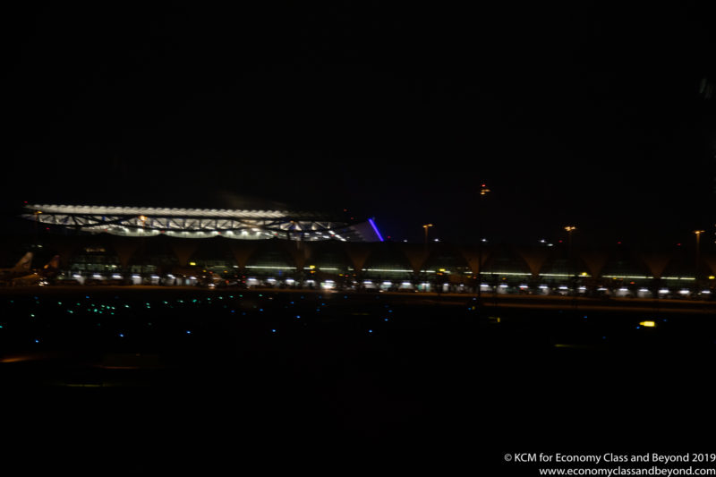a stadium at night with lights