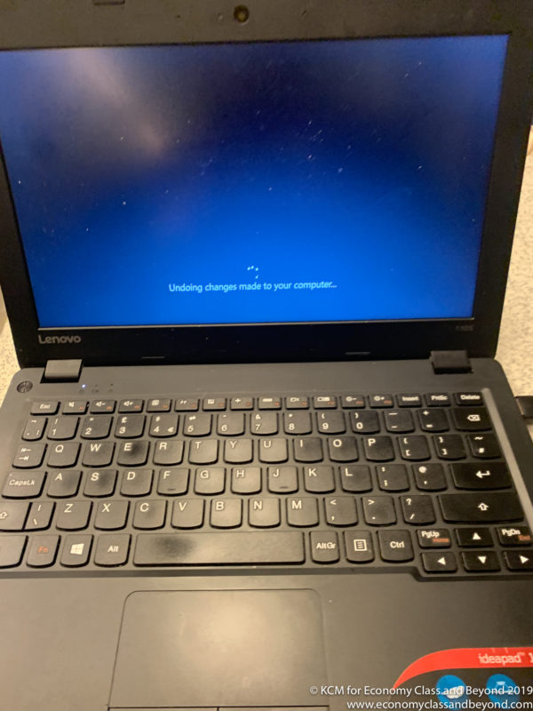 a laptop with a blue screen