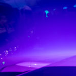 a purple light in a car