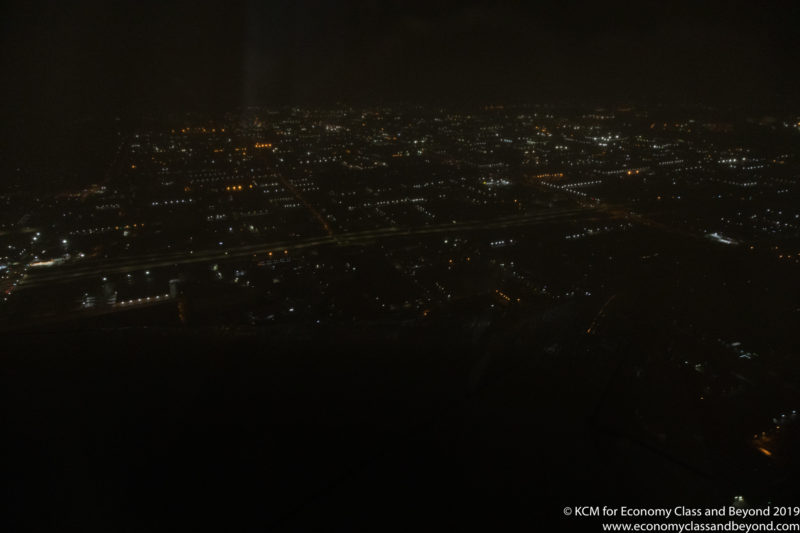 a city at night from above