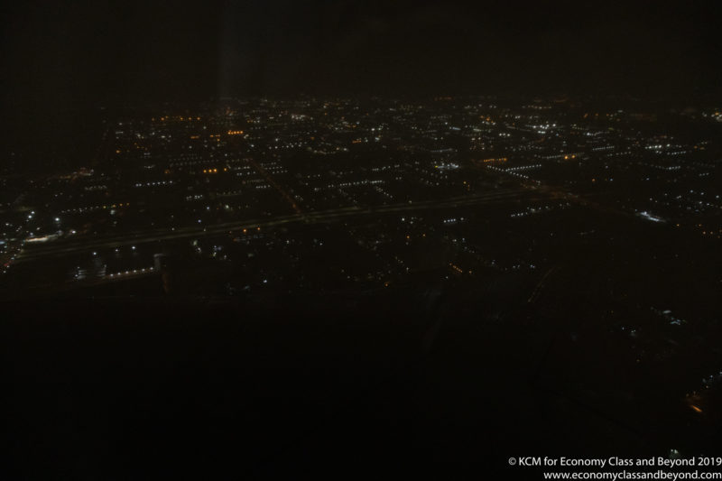 a city at night from above