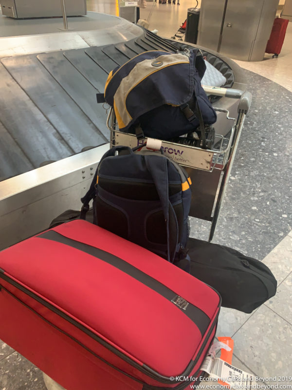 luggage on a luggage cart