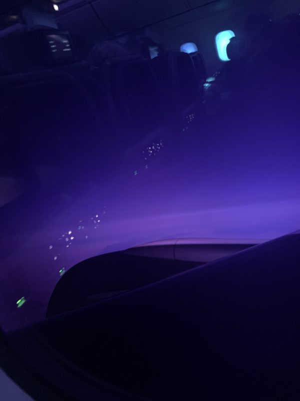 a purple light in a vehicle