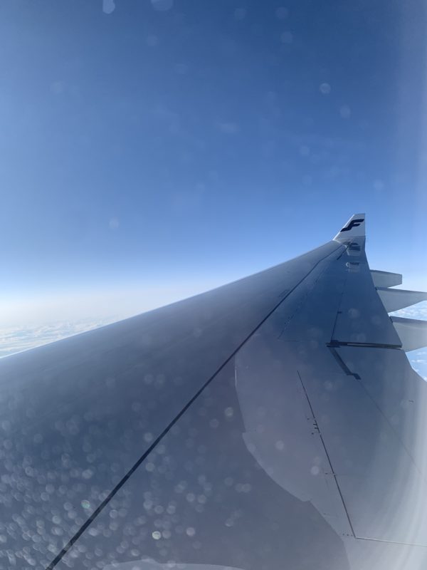 the wing of an airplane