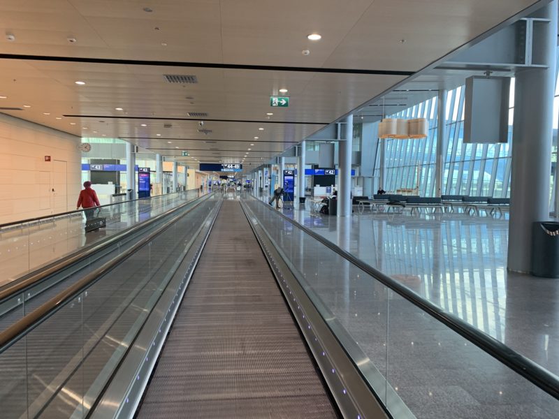 a walkway in an airport