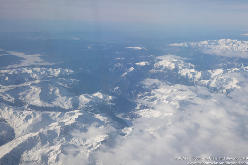 a view of snow covered mountains