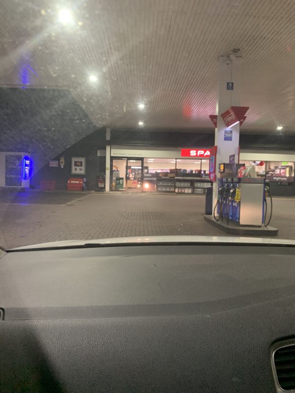 a gas station with a gas pump