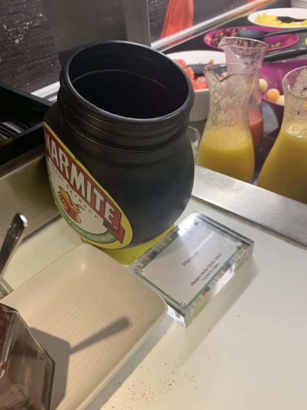 a jar of marmite on a table