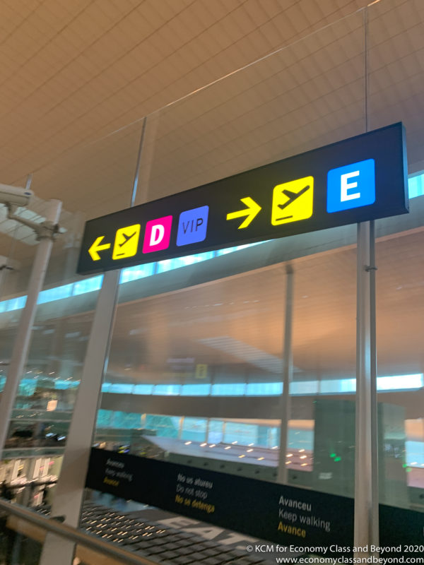 a sign in an airport