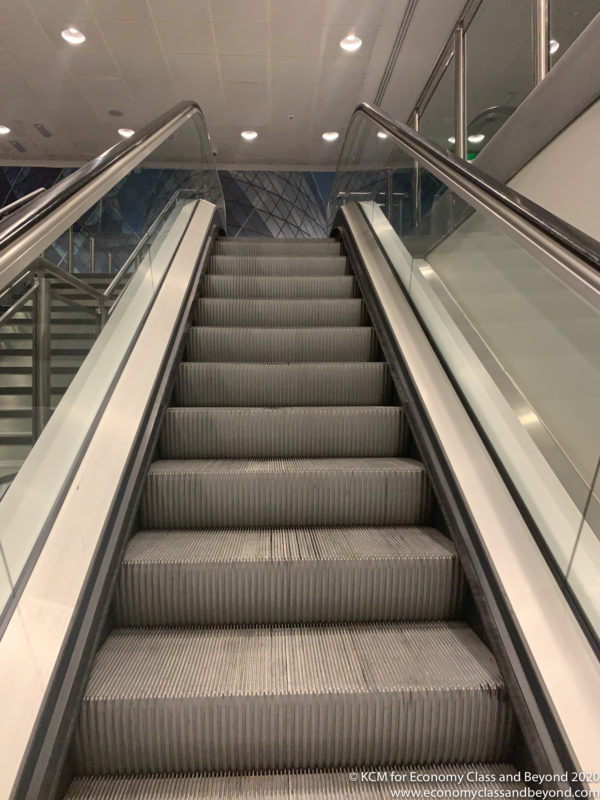 an escalator going up