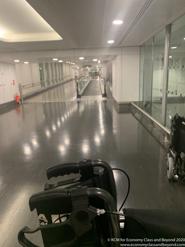 a wheelchair in a hallway