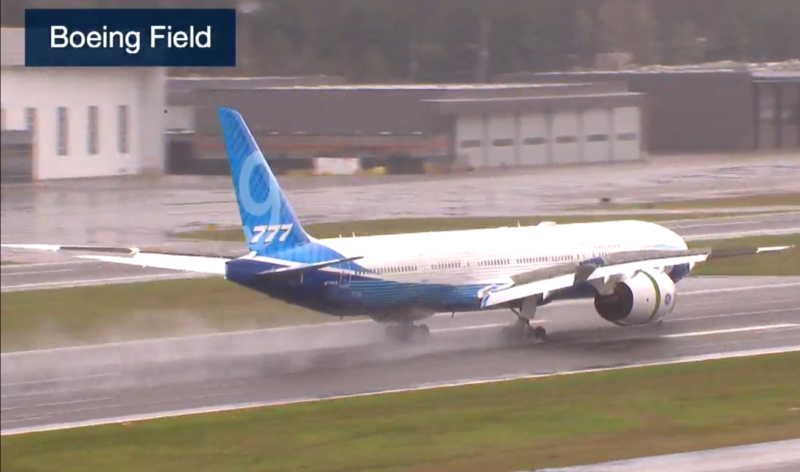 Boeing 777X  - 777-9 Landing at Boeing Field - Image, via The Boeing Company Live Stream