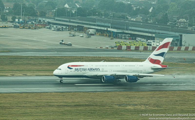 British Airways Airbus A380-800 departing London Heathrow - Image, Economy Class and Beyond