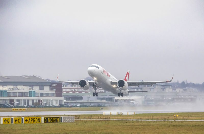 Swiss International Airlines A320neo taking off
