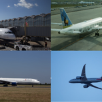 a collage of airplanes