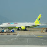 Jin Air Boeing 777-200ER arriving at Hong Kong International Airport