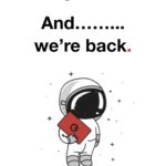 a cartoon of a astronaut holding a red book