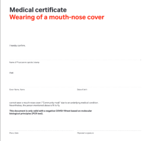 a medical certificate with text