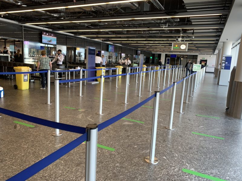 a line of blue tape in a terminal