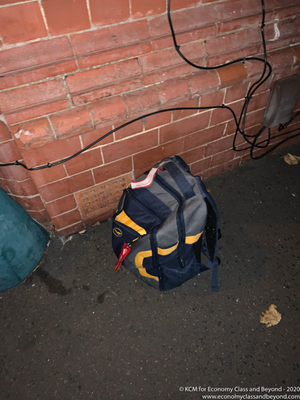 a backpack on the ground
