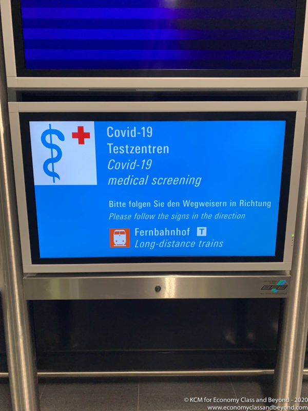 a screen with a blue sign