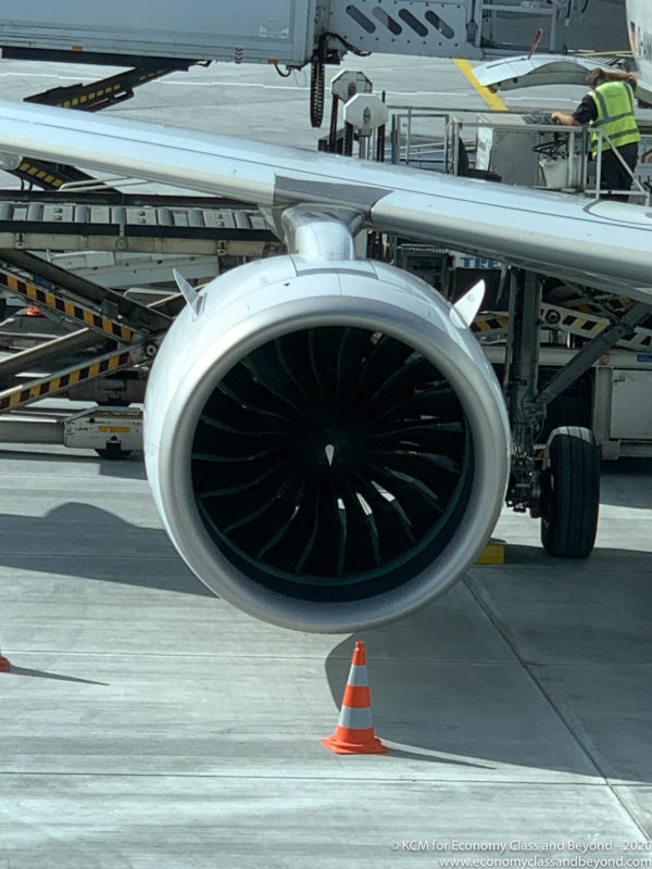 a plane engine on the ground