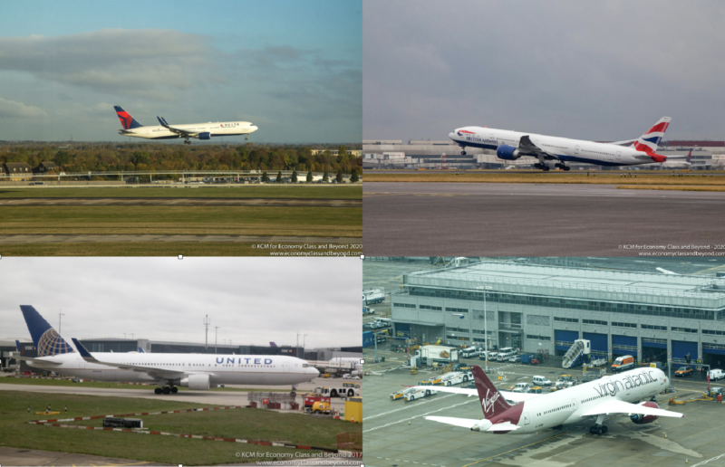 a collage of airplanes on a runway