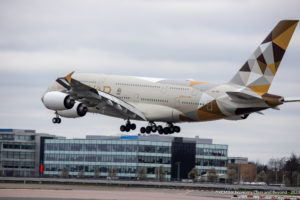 Etihad Airbus A380-800 on Final Approach to London Heathrow - Image, Economy Class and Beyond
