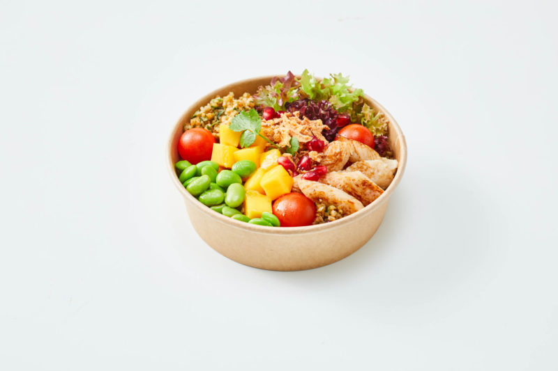 a bowl of food on a white background