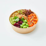 a bowl of food on a white background