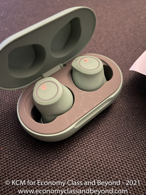 a green earbuds in a case