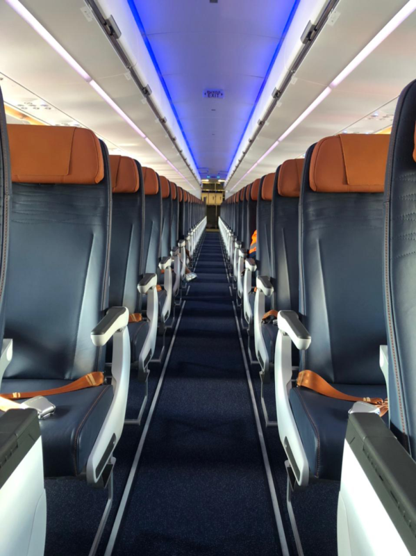 rows of seats on an airplane