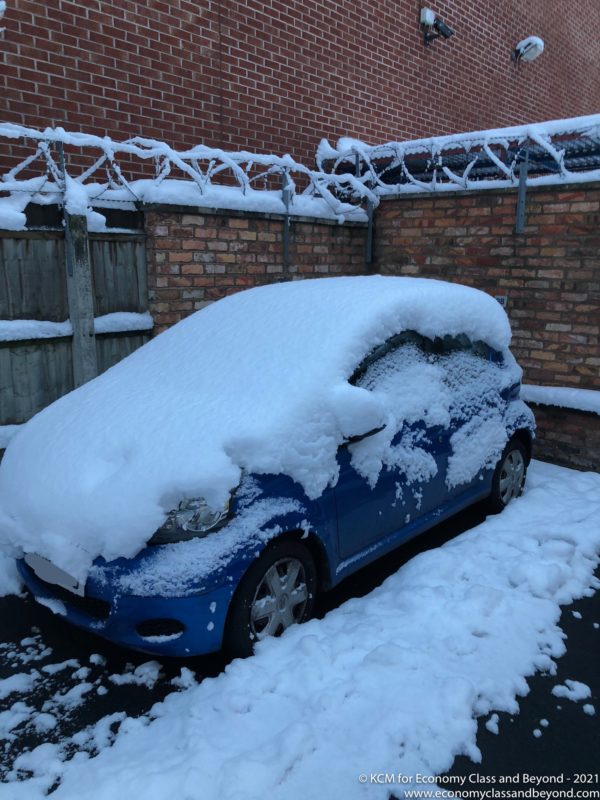 a car covered in snow