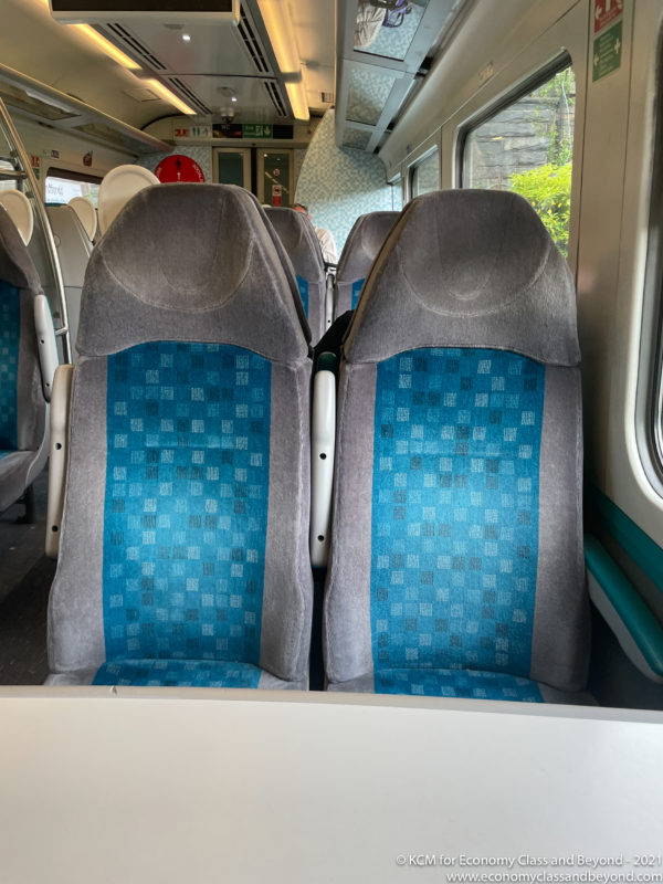 a group of seats in a train