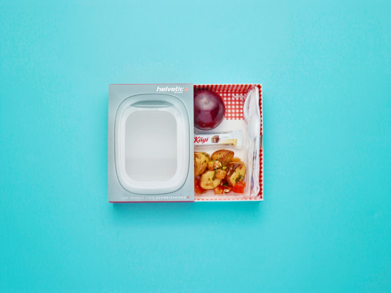 a box of food on a blue background