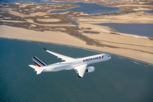 an airplane flying over water