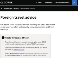 a screenshot of a travel advice