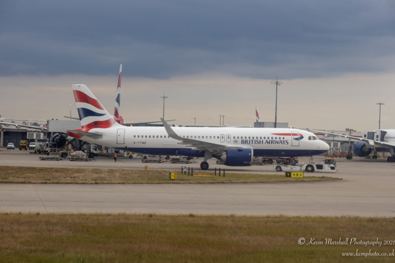 British Airways Airbus A320neo being towed at London Heathrow - Image, Economy Class and Beyond