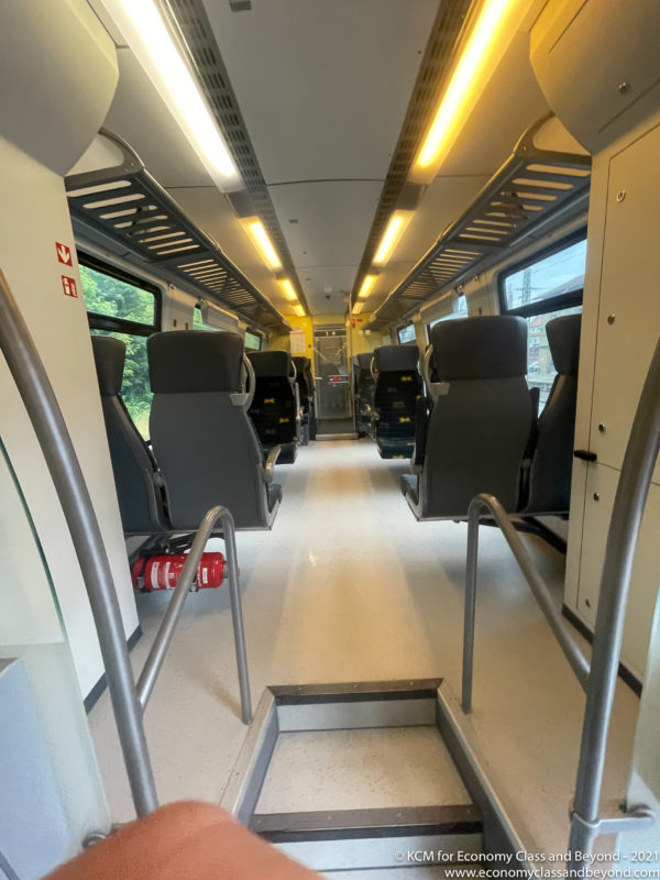 inside a train with seats