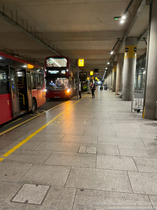 a double decker bus in a terminal