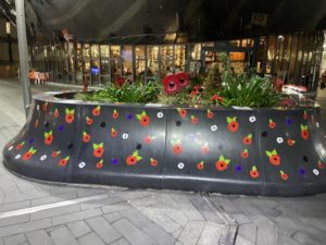 a flower bed with flowers painted on it