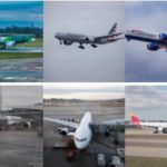 a collage of airplanes