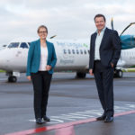 Aer Lingus CEO Lynne Embleton with Emerald Airlines CEO Conor McCarthy, and an Emerald Airline ATR72-600 - Image, Aer Lingus