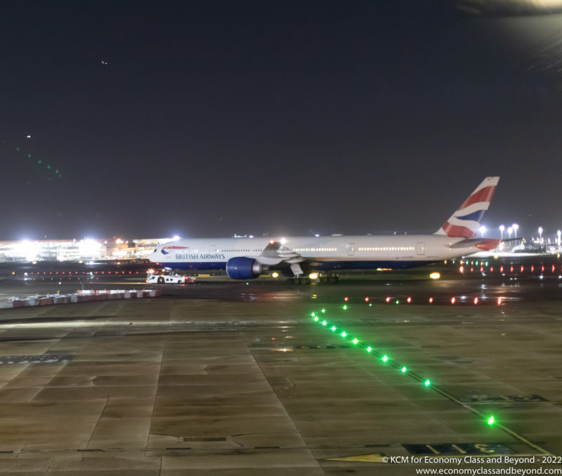 British Airways Boeing 777-300ER on tow at London Heathrow - Image, Economy Class and Beyond