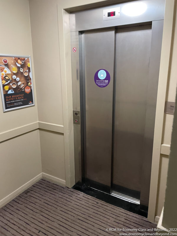 an elevator with doors in a room