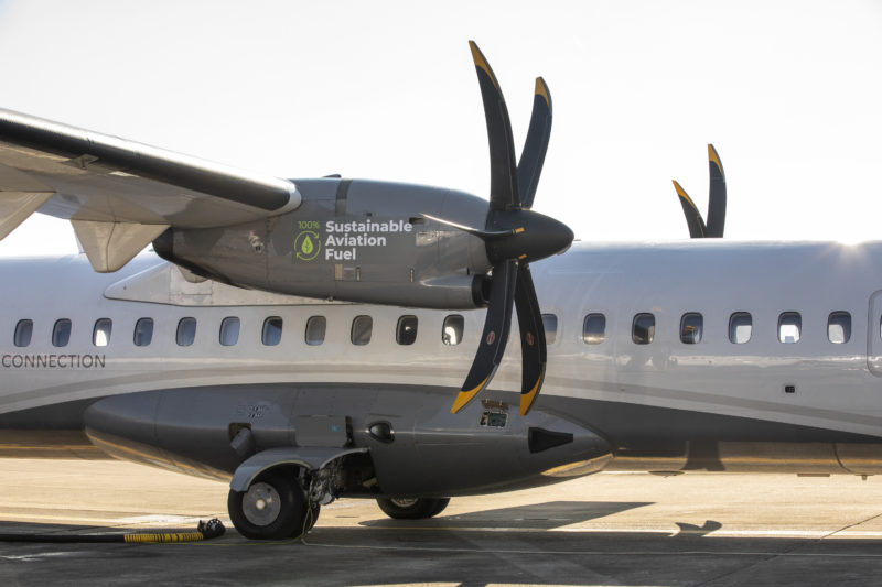 a plane with propellers on the side