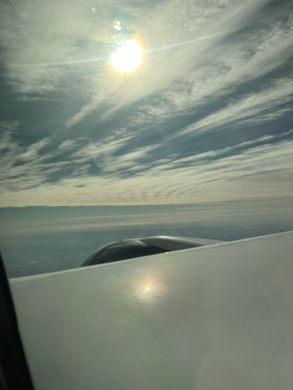 a view of the wing of an airplane from the window of an airplane