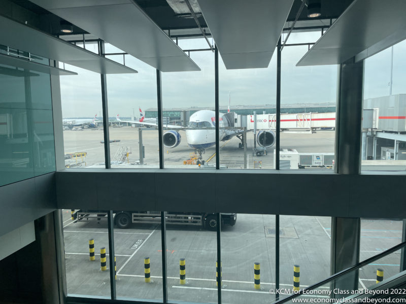 a plane parked in a terminal